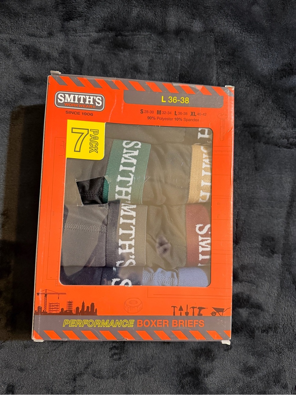 SMITH Performance 7-Pack Men's Boxer Briefs - Olive, Khaki, Brown, Blue, Black L